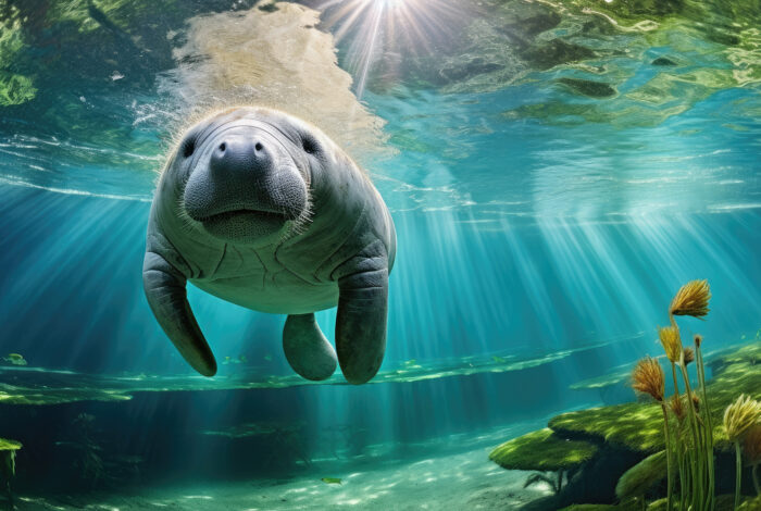 Florida manatee in clear water